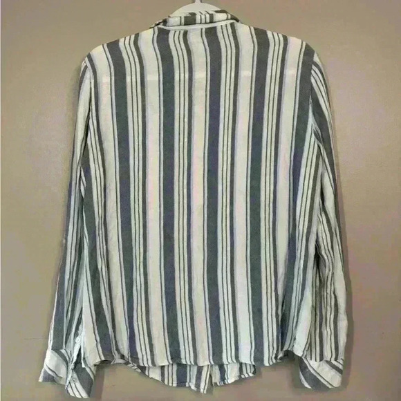 Sanctuary Tomboy striped blue white button down long sleeve shirt size large - Picture 4 of 6